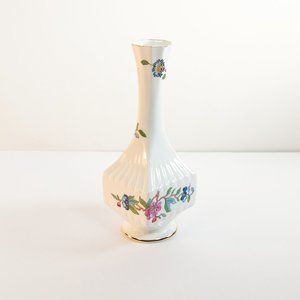 Vintage Aynsley Pembroke 7" Porcelain w/Gold Trim Floral Bird Bud Vase England